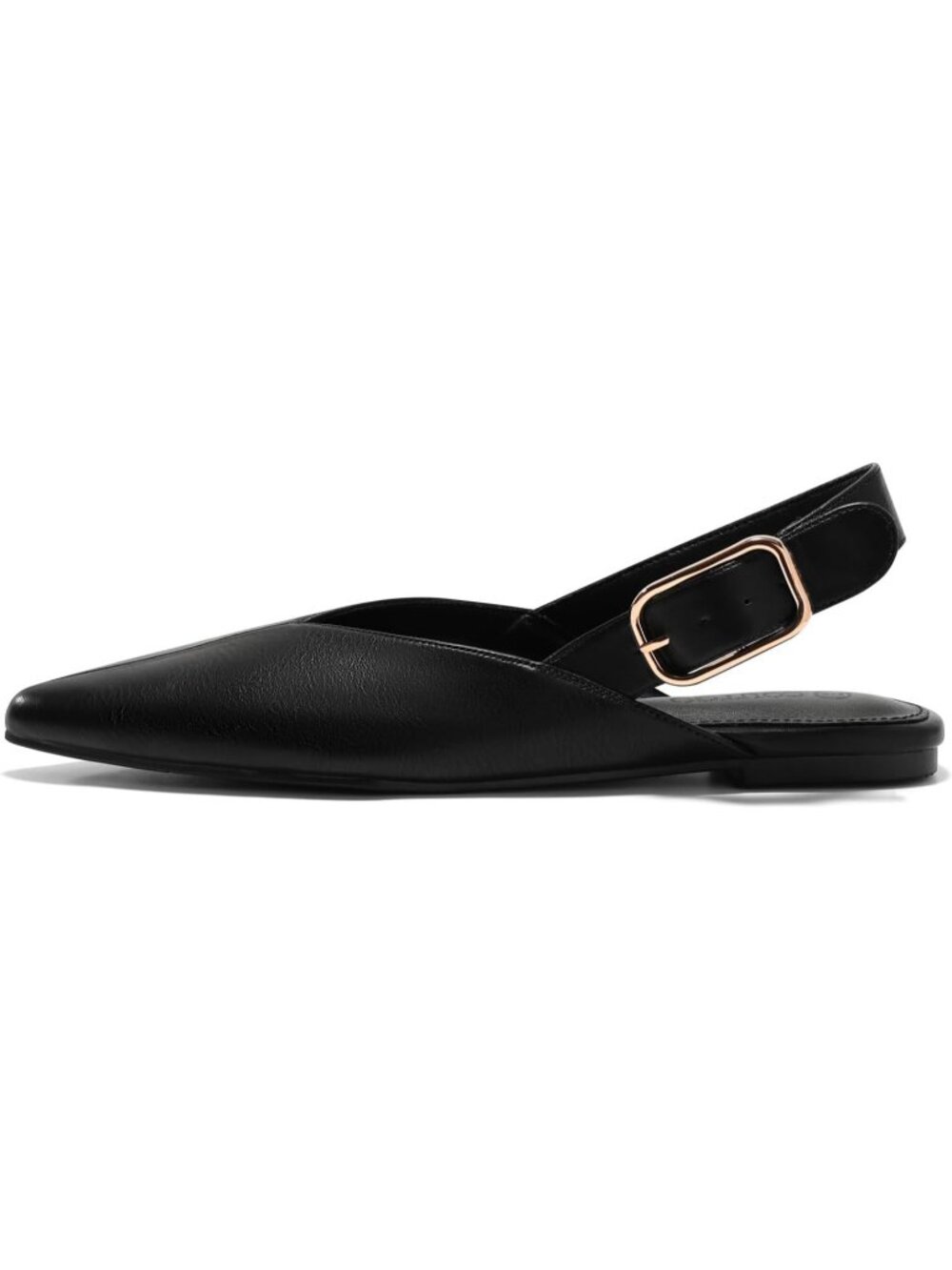 Women's Black Flat Mules Closed Pointed Toe Slingback Slip On Office Dress Shoes